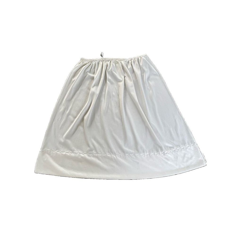 Vintage White Half Slip Nylon Silky Lace Edge, Slit  Size XXXL